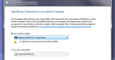 Windows 7 - creare un'immagine di sistema